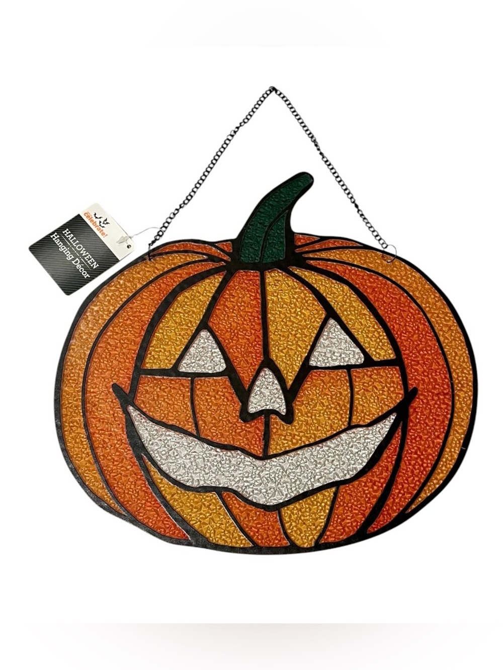 Stained Glass-Look Jack-o’-Lantern Hanging Decor